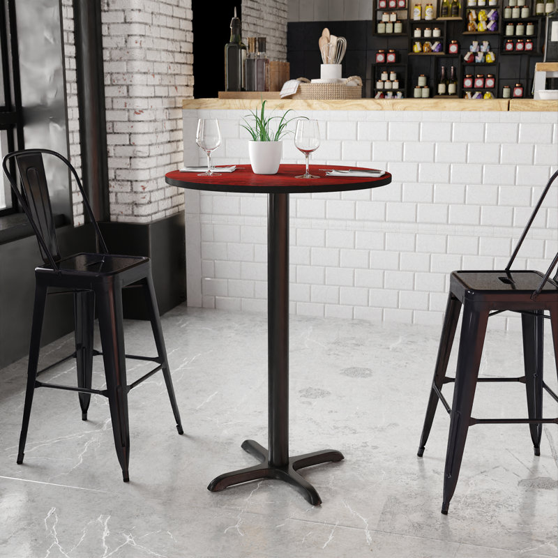 Plateau de table rond en stratifié Carrus, H 43,13 po x l 30 po x P 30 po, Acajou