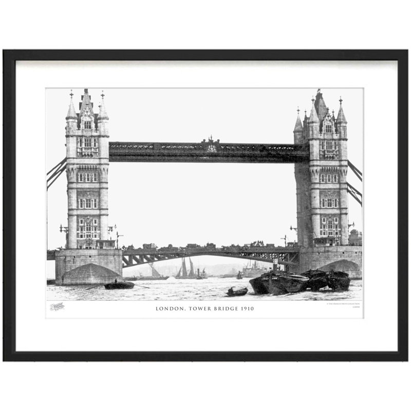 London, Tower Bridge 1910 by Francis Frith - Single Picture Frame Print, 40cm H x 50cm W x 2.3cm D