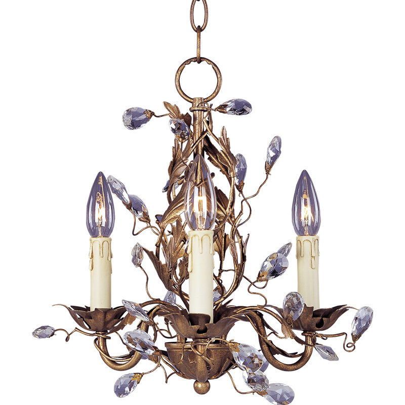 Cassell 3-Light Dimmable Candle Style Chandelier, Etruscan Gold