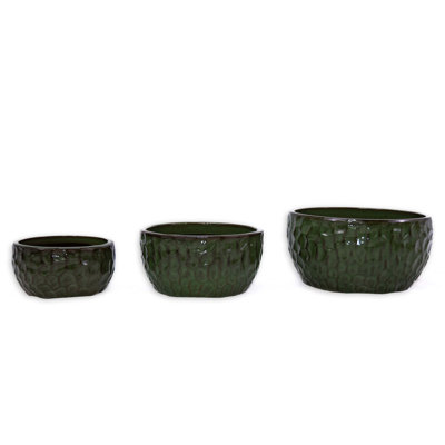 Ensemble de trois pots de fleurs en céramique, pots de fleurs modernes parfaits pour le patio, le jardin ou les rebords de fenêtres pour améliorer votre espace