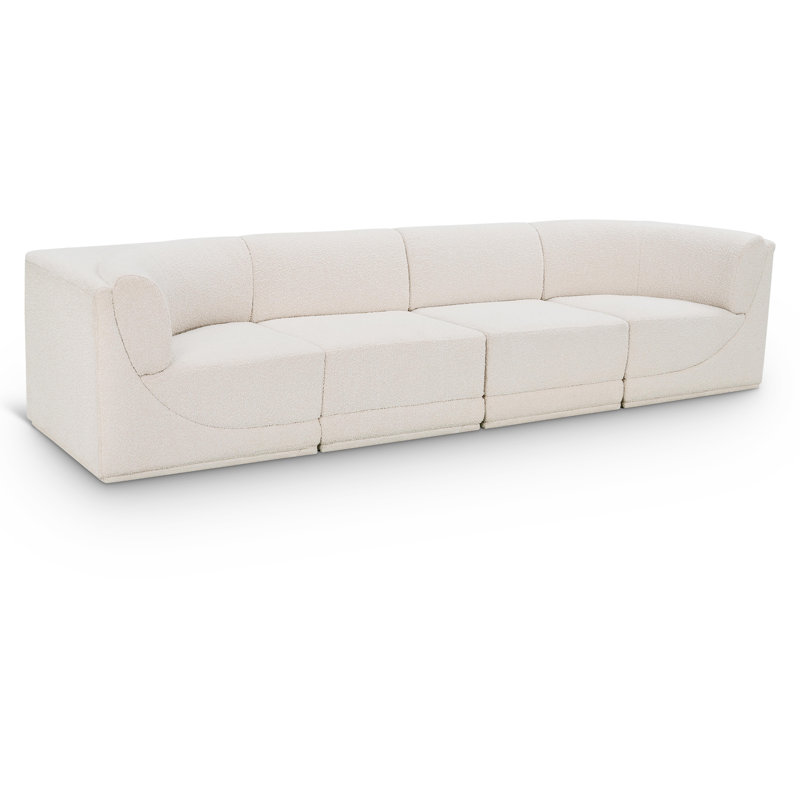 Ollie 128" Upholstered Sofa, Cream Boucle Fabric