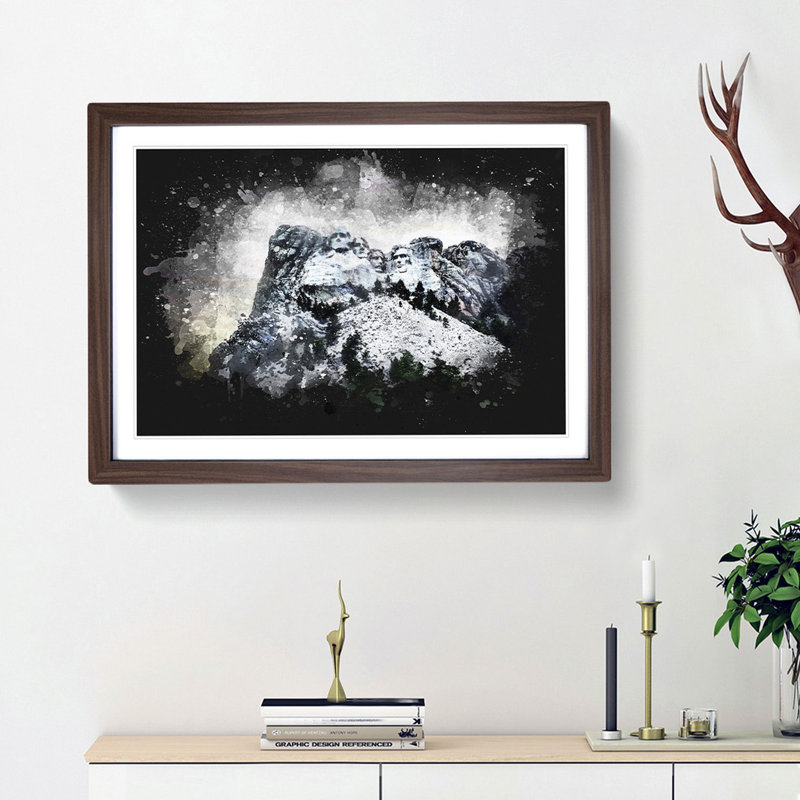 Mount Rushmore Memorial - Picture Frame Painting Print, Walnut Framed, 62cm H x 87cm W x 2cm D