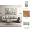 Modern Neutral Set of Three, Abstract Canvas on Gold Frame, Contemporary Wall Art Decor