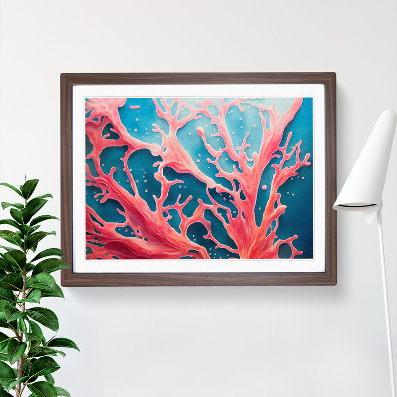 XH1022-2351X Coral Reef Vol.2 - Single Picture Frame Painting, 34cm H x 46cm W x 2cm D, Walnut