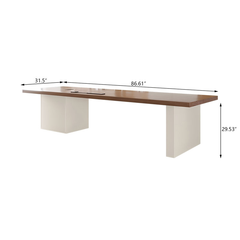 70.87"Modern Minimalist Solid Wood Computer Desk, Large Slab Desk, 29.53" H x 86.61" W x 31.50" D