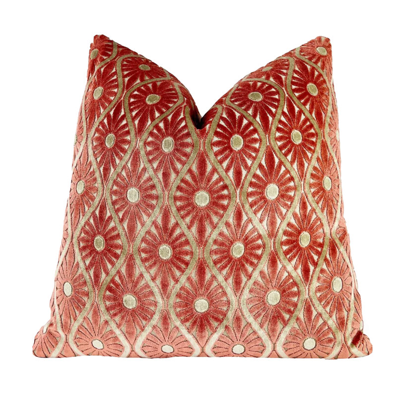 Housse de coussin décoratif en velours corail, Carré 22 po