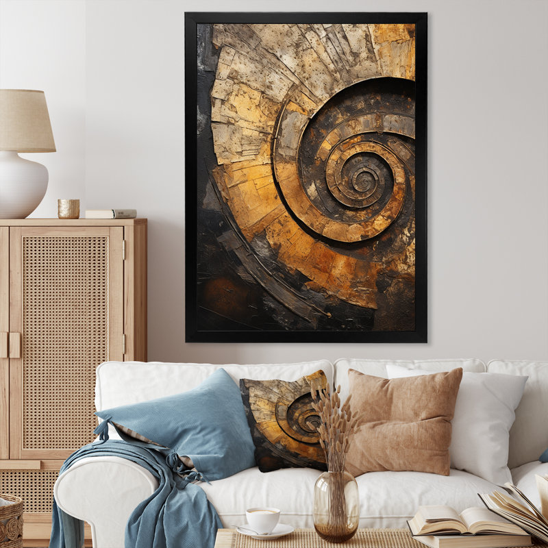 Prado - abstrait spirales sur toile_106212, H 32 po x l 16 po x P 1 po, Impression noire sur toile encadrée