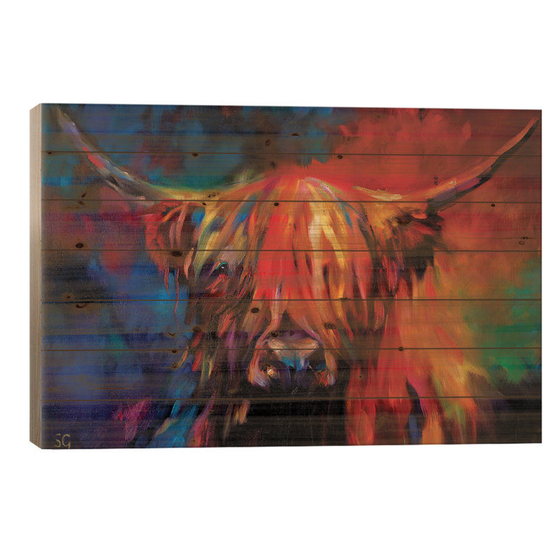 «Highland Cow» par Sue Gardner, impression graphique, H 18 po x l 26 po x P 1,5 po