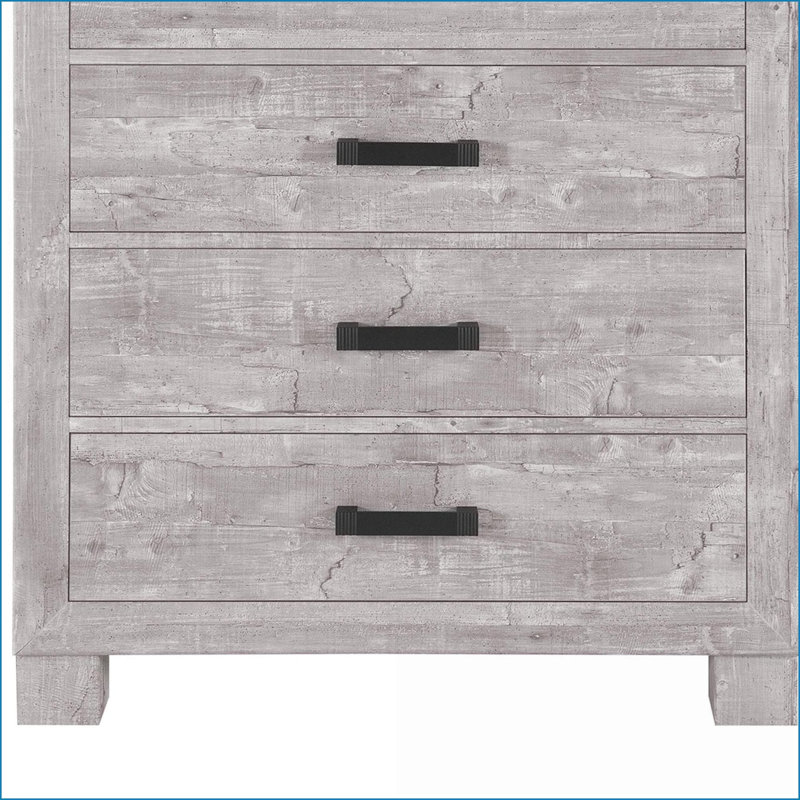 Commodes et amp; Garde-robes | Commode 5 tiroirs Farmhouse | Gris | Bois massif et panneau de fibres à densité moyenne
