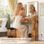 Bureau de maquillage avec miroir à DEL, tabouret de rangement et station de charge, brun-176404445