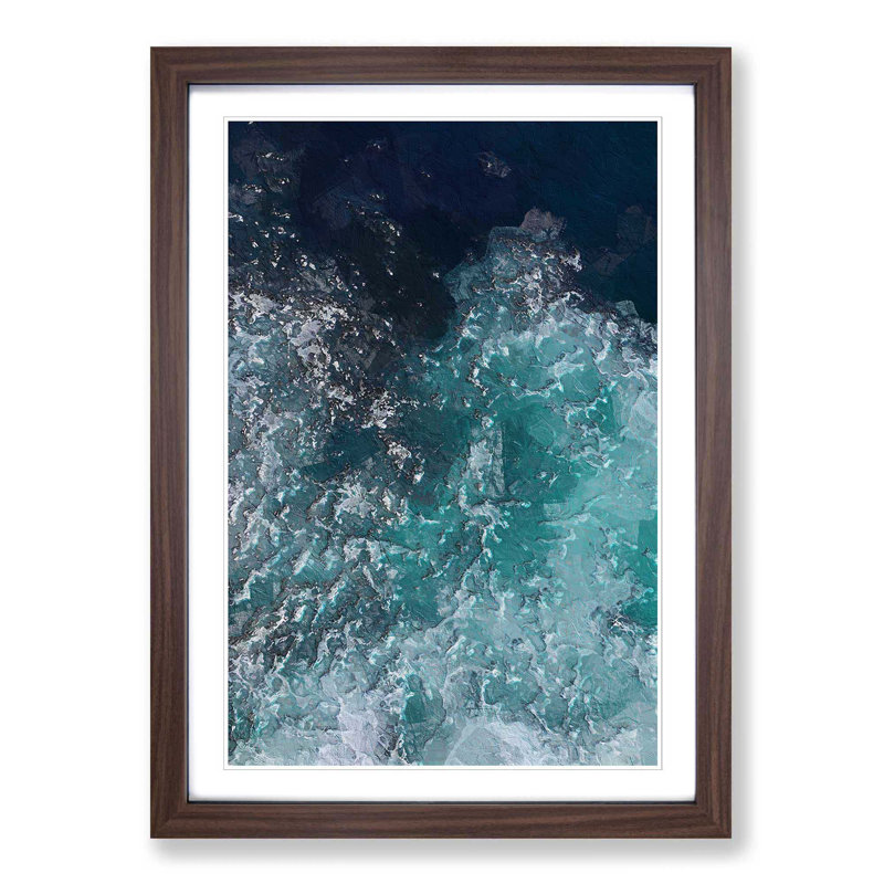 Marbled Waters - Picture Frame Painting Print, Walnut Framed, 48cm H x 36cm W x 2cm D