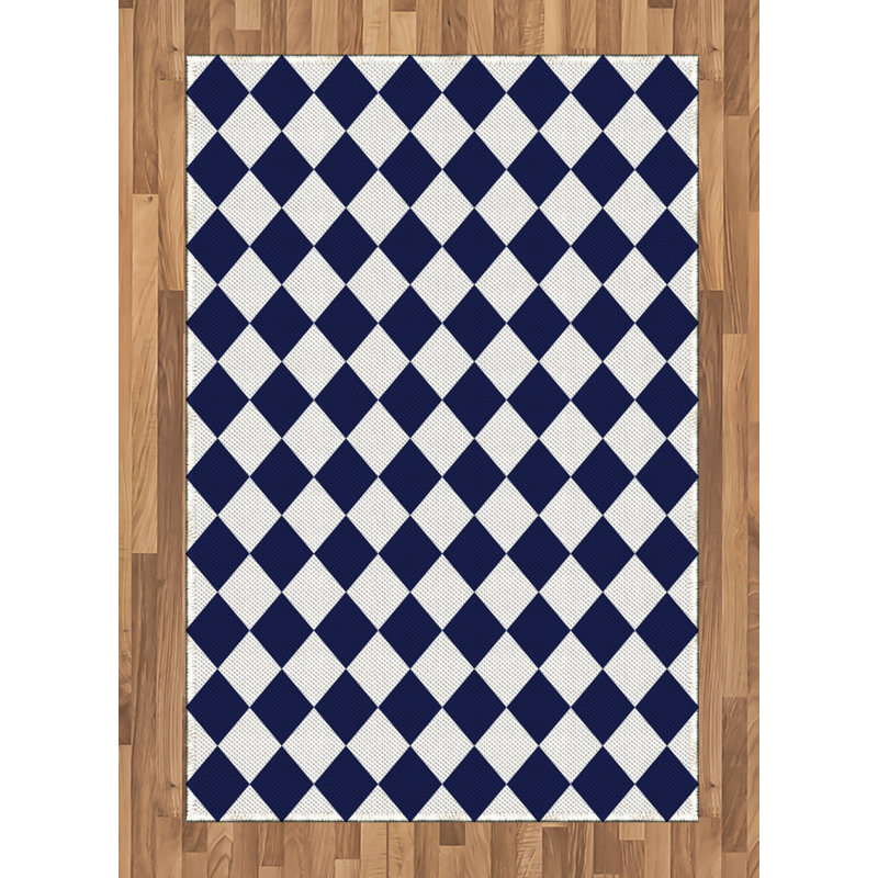 Tapis décoratif bleu à haute densité de fibres longues en polyester, Rectangle— 4 pi x 5 pi 8 po