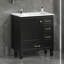 Meuble-lavabo de salle de bain avec 1 porte à fermeture douce et 3 tiroirs-654550992