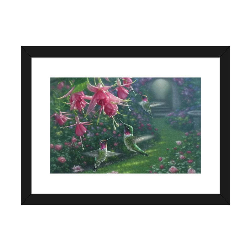 «Hummingbird Haven, Horizontal» par Collin Bogle - impression d'art graphique, H 16 po x l 24 po x P 1 po, Blanc