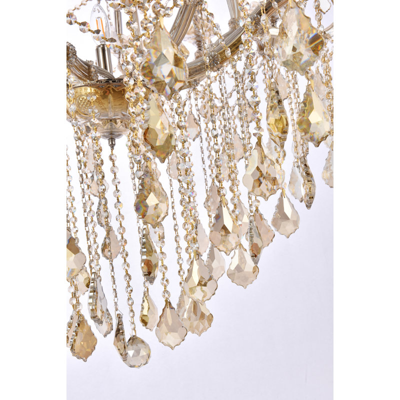 Yarmouth 49 - Light Glass Chandelier, Gold / Golden Teak (Smoky) / Royal Cut, 62" H x 46" W x 46" D