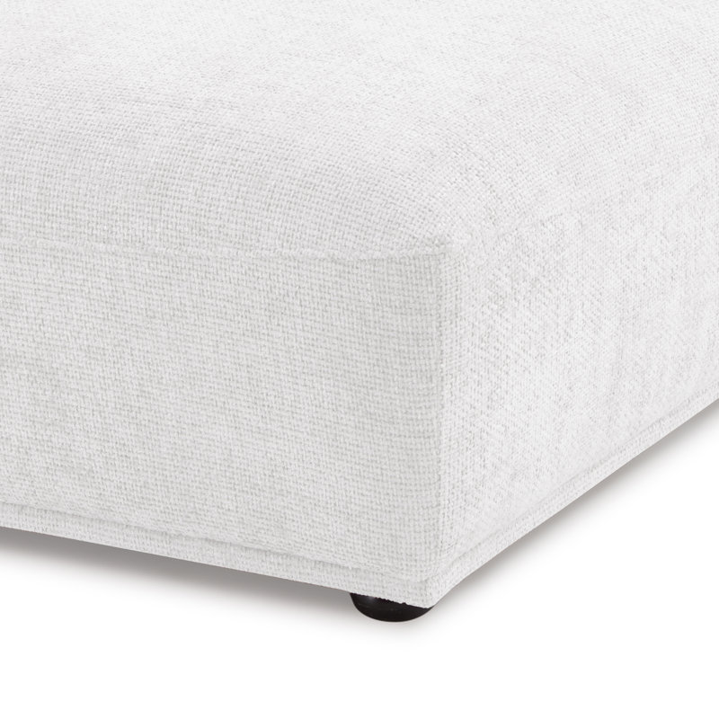 Aukeem Upholstered Square Ottoman, White Chenille