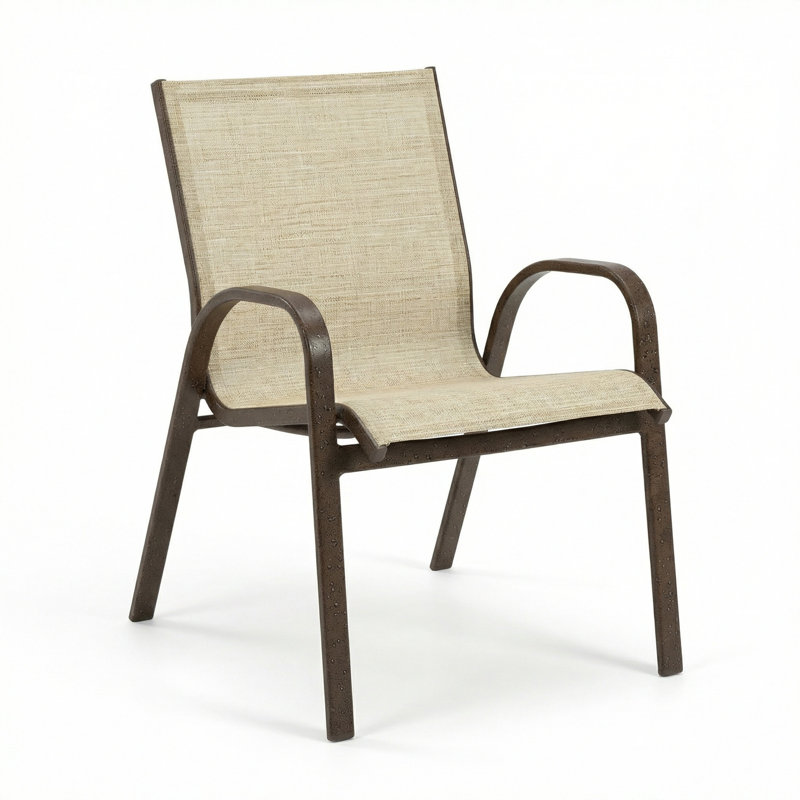 Windward Outdoor Seabreeze Arm Chair, Natural Sling/Bronze Age