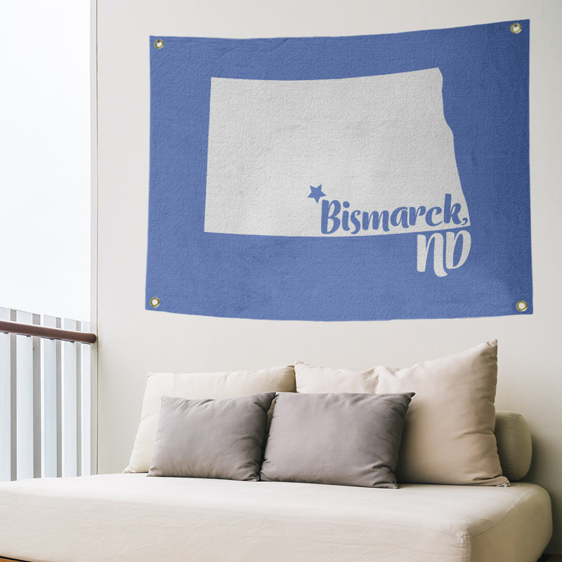 Tapisserie murale bismarck north dakota, H 26 po x l 36 po, Bleu