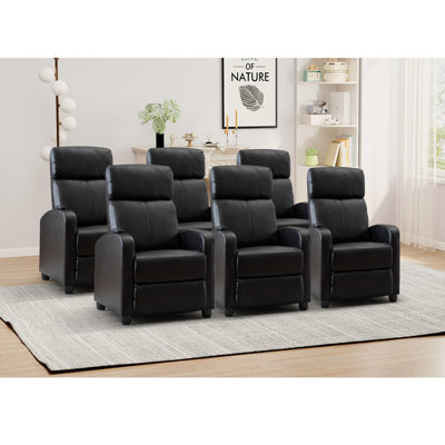 25.6" Wide Modern Soft Breathable Faux Leather Massage Home Theater Individual Seat with Remote Control
