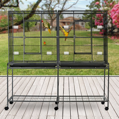 Rufus 64.25'' Flat Top Floor Bird Cage with Wheels