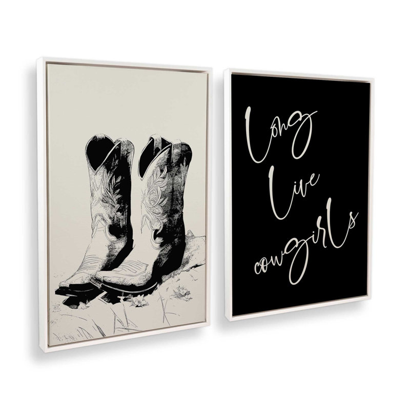 Vive l'ensemble de 2 Cowgirls, Cadre flottant blanc opaque, H 31 po x l 42 po