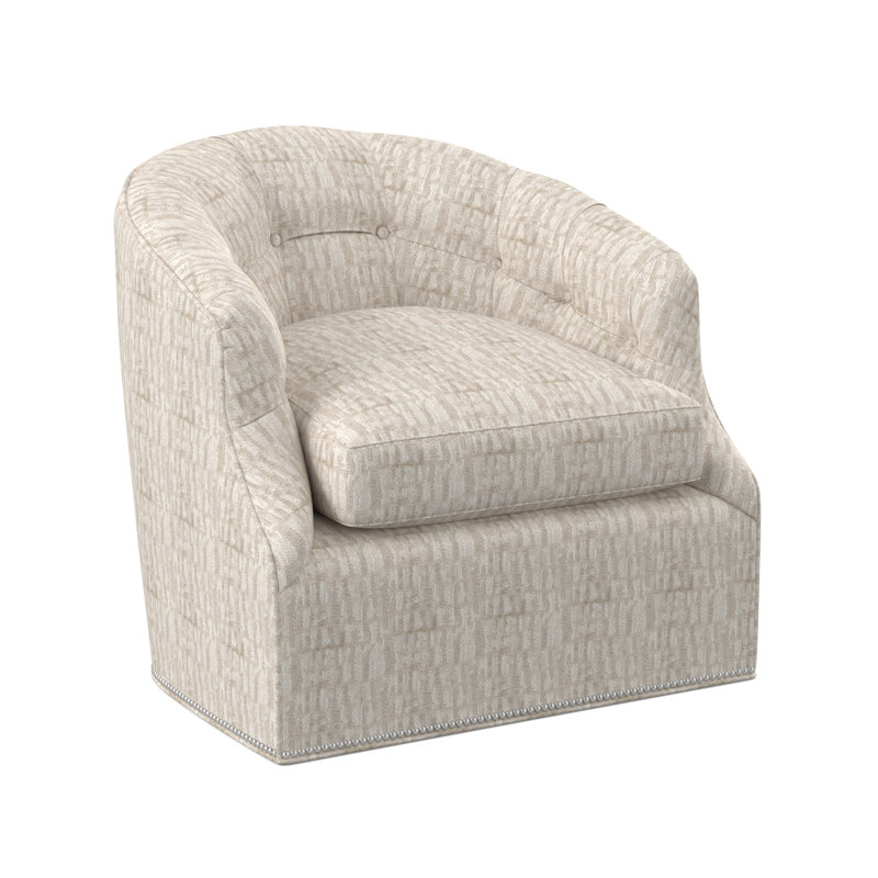 Chaise pivotante Calvert, Petit nickel poli, Viscose brouillards blancs