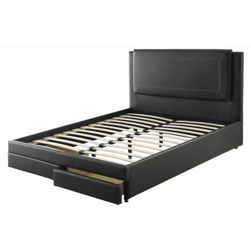 Lit plateforme tapissier avec rangement Senada, Grand