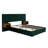 Upholstered Size Bed Frame Of Velvet Tufted Headboard With Floating Nightstand LED/USB Built-In,-1781128975