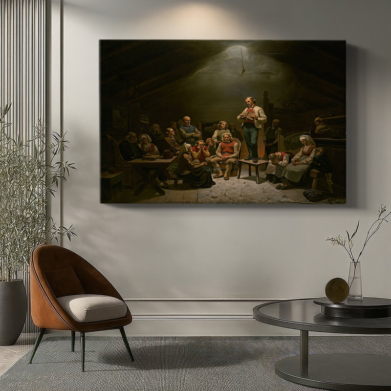 Haugianerne (Low Church Devotion - Alternate Version)-Adolph Tidemand-Gallery Wrapped Canvas-1852, 40 x 60