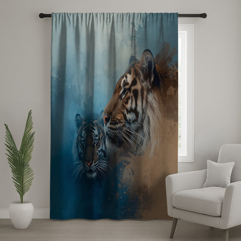 Rideaux de fenêtre Tigers In Abstract Art, 50 po x 80 po - 1 panneau, Blockout