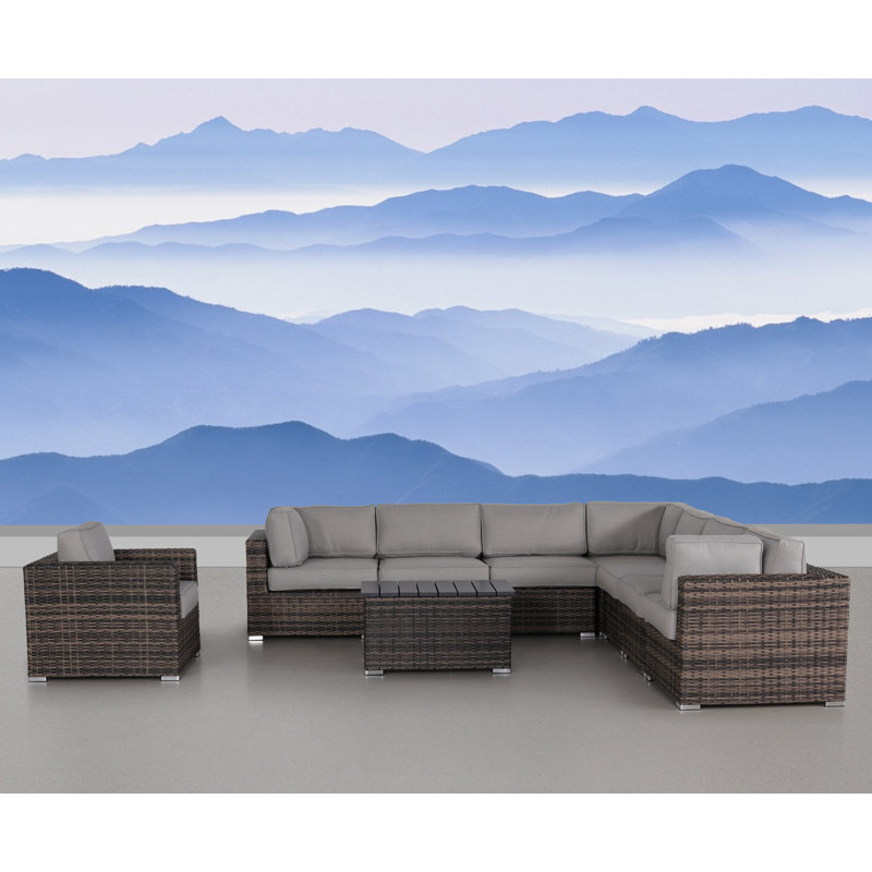 High-Density Polyethylene Wicker Fully Assembled 7 - Person Seating Group with Cushions