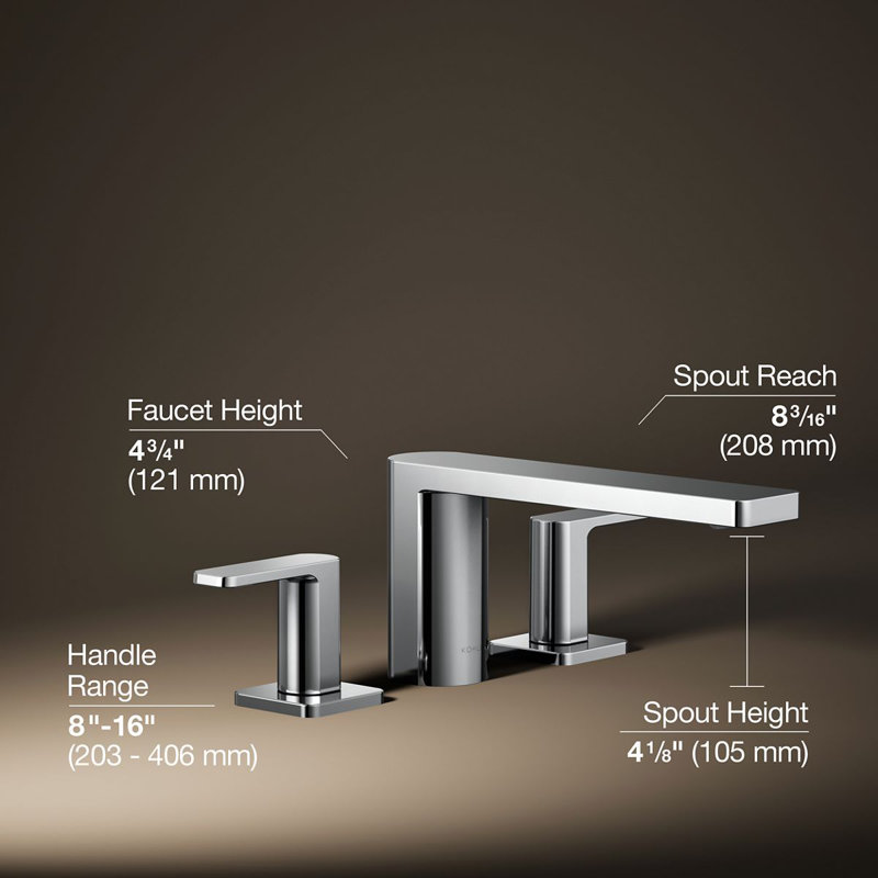 Parallel Two-Handle Deck-Mount Bath Faucet, Polished Bronze