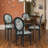  French Dining Chairs Set Of 2,french Country Dining Chairs,black Wood Legs,classical Floral & Bird Motifs On Round Linen Back,for Kitchen, Morandi Green-1700260140