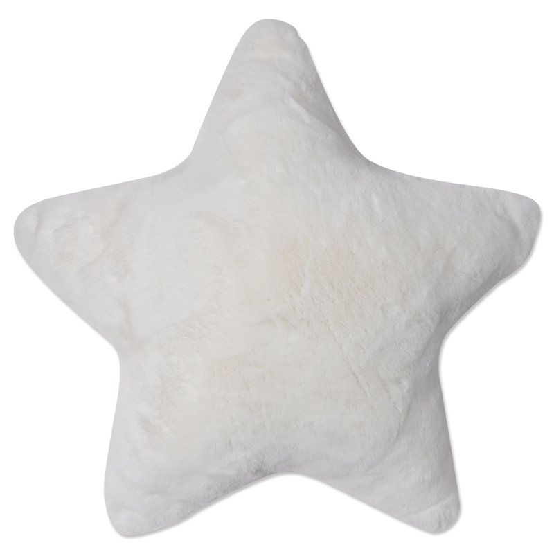 16.5" Snow White Faux Fur Star-Shaped Throw Pillow