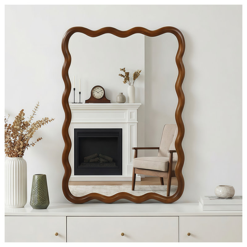 Miroir de salle de bain 24 x 36 en bois massif avec cadre irrégulier pour salon et entrée