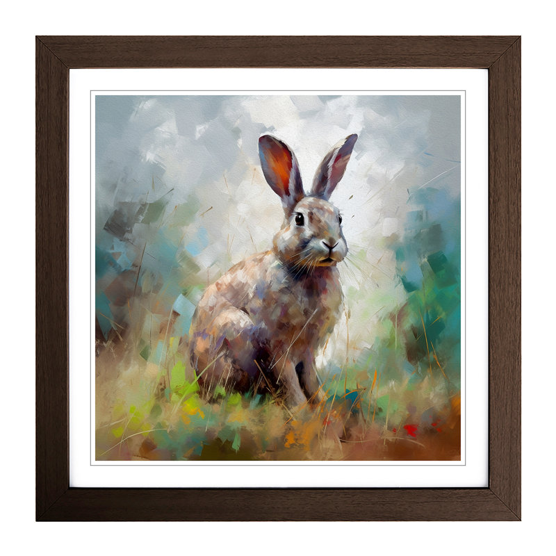 Rabbit Impressionism - Framed Print, Walnut