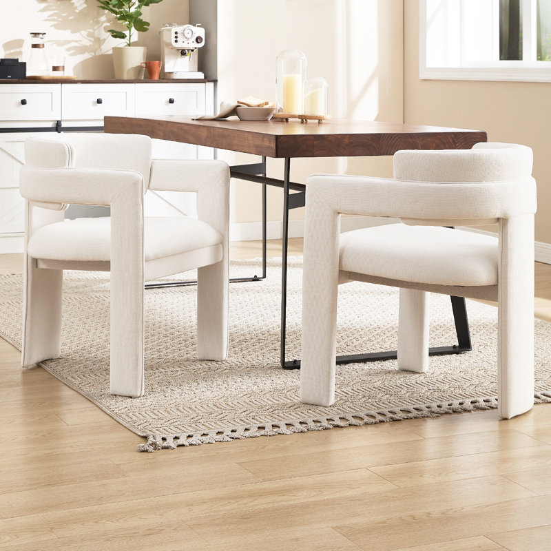 19'' H Modern Upholstered  Dining Armchair With Backrest For Living Room/Dining Room, White