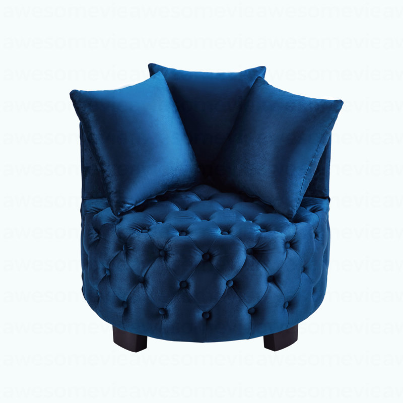 Fauteuil de loisir contemporain rembourré capitonné, bleu marine