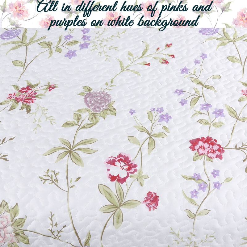 Floral Quilt, Queen Quilt + 2 Standard Shams