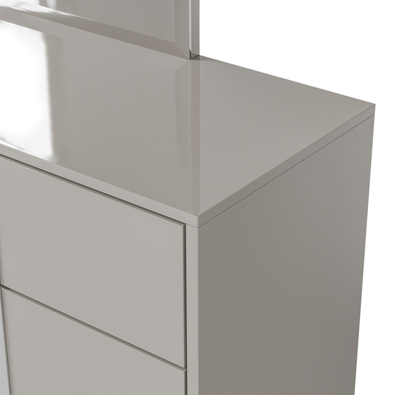 Duckworth 6-Drawer Dresser With Mirror, Taupe Gray