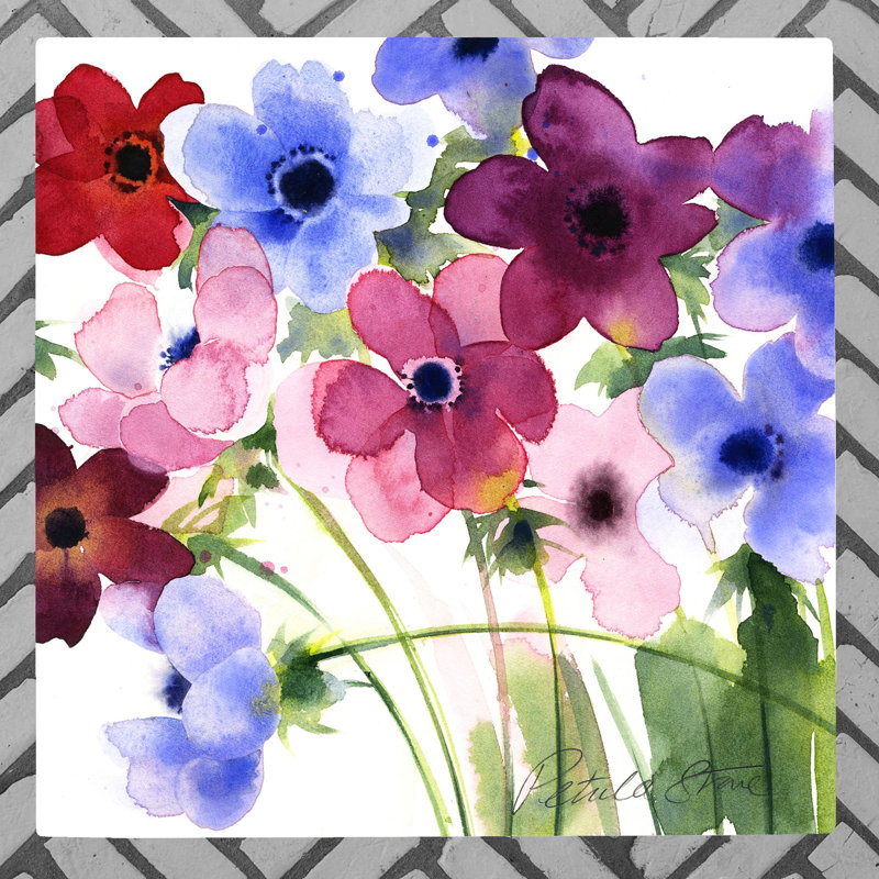 P.STONE Traditional Plants & Flowers Wall Decor on Ceramic