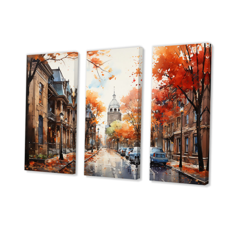 Old Street Boston Views on Canvas, reproduction de 3 pièces, H 32 po x l 48 po x P 1 po