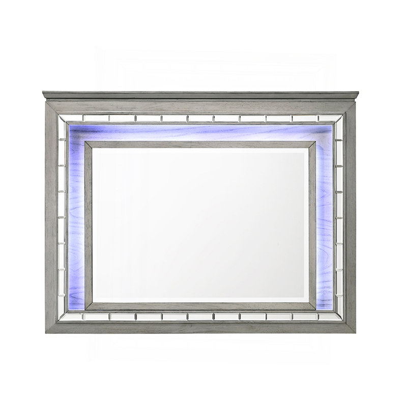 Light Gray Oak Finish Mirror W/Led