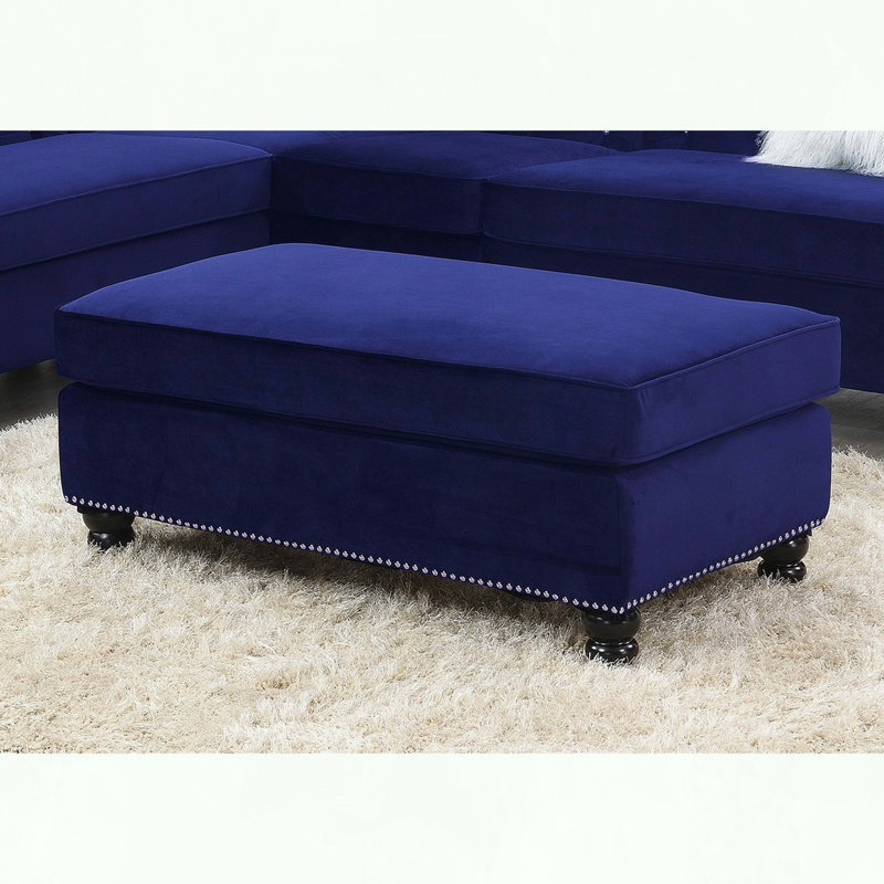 Repose-pieds cocktail XL avec velours et garniture cloutée
