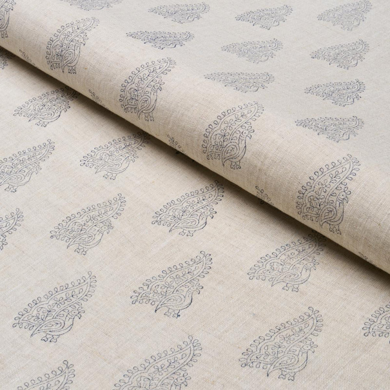 Peacock Linen Hand Blocked Print Fabric