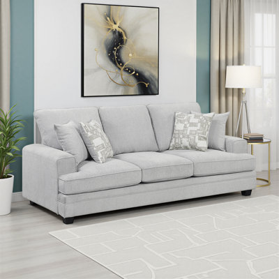 Zehr 90" Modern & Contemporary Chenille Loveseat with Reversible Cushions, Removable Zipper Covers, Stylish Black Faux Wood Feet