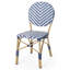 Chaises de table d'extérieur français, aluminium, bleu marine et blanc, enveloppement et blanc meubles de patio, tissage,
