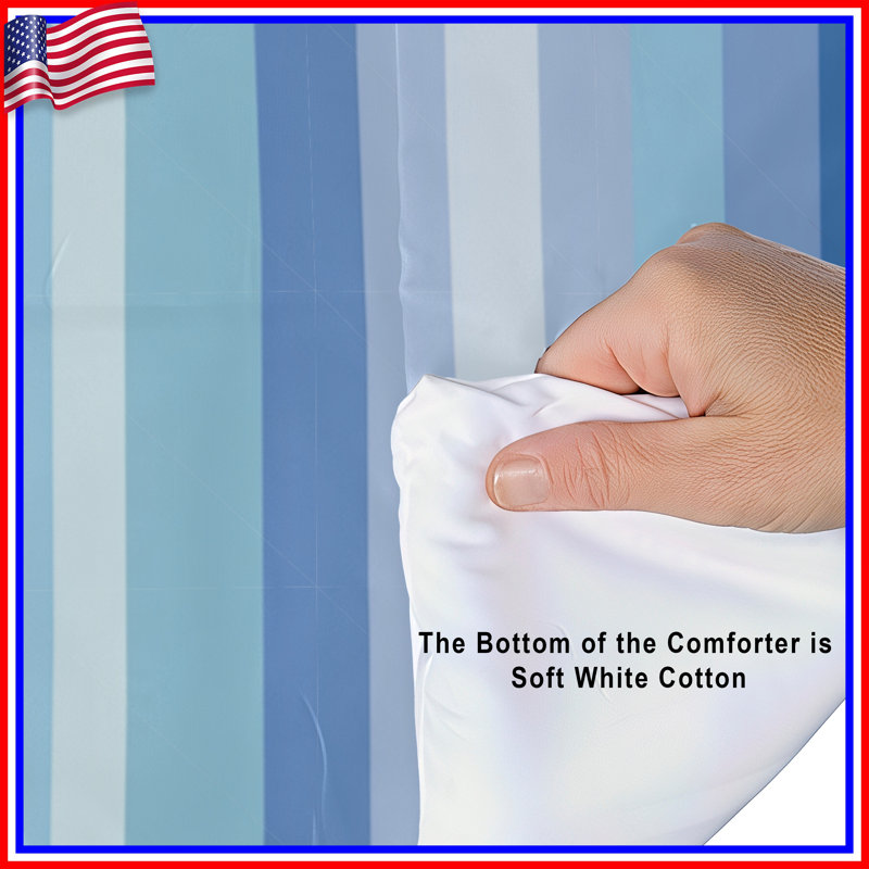 Stripes Bedding Pattern Comforter Modern, Queen Comforter, Blue/Purple/White Striped