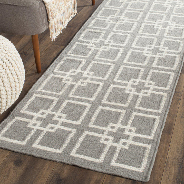 Dance Martha Stewart Flat Weave Wool/Silk/Cotton Geometric Rug in Cement Gray