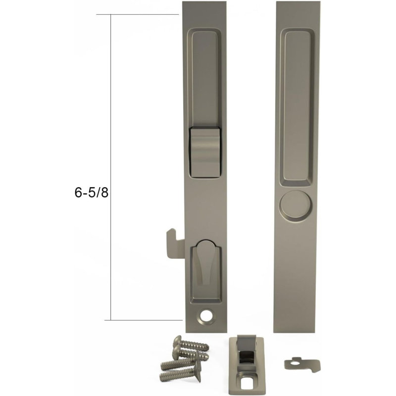 Ensemble de poignées de porte de patio coulissantes en verre, encastrées, sans clé, trous de vis de 6 5/8 po, Chrome